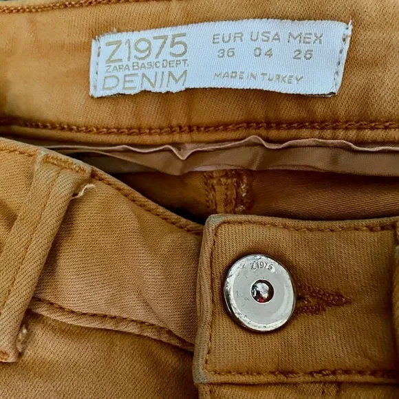 ZARA Basic Department Z1975 Denim Mustard SKINNY Stretch JEANS Size 4 - Picture 8 of 11